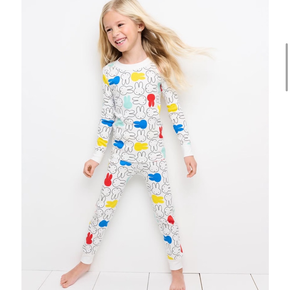 Hanna Andersson Miffy Organic Cotton Pajama Set - White with Red Yellow Blue